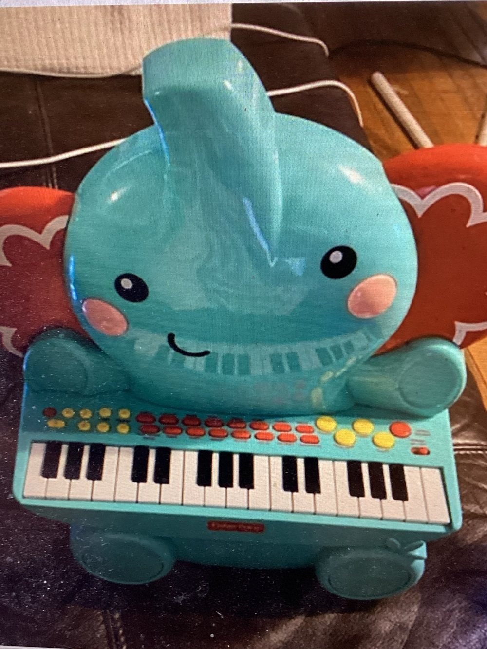 Fisher Price Teal Elephant Kids piano Toy with Colorful Buttons